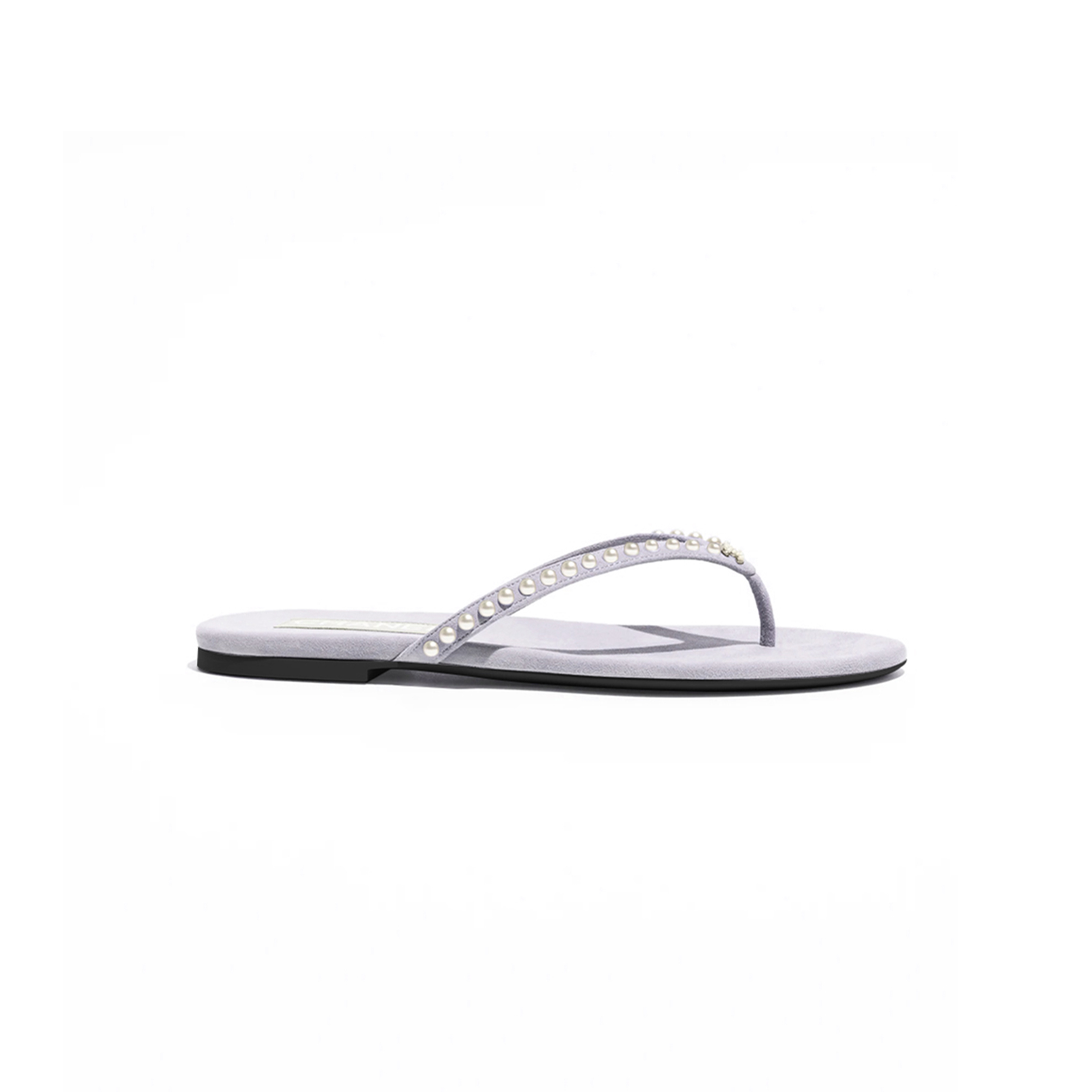 CHANEL CC LOGO PEARL VELVET MULE FLIP FLOP SLIPPERS SLIDES G46205 B19027